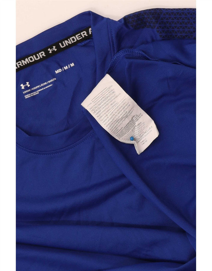 Under Armour Mens Top Long Sleeve Medium Blue Spotted Polyester