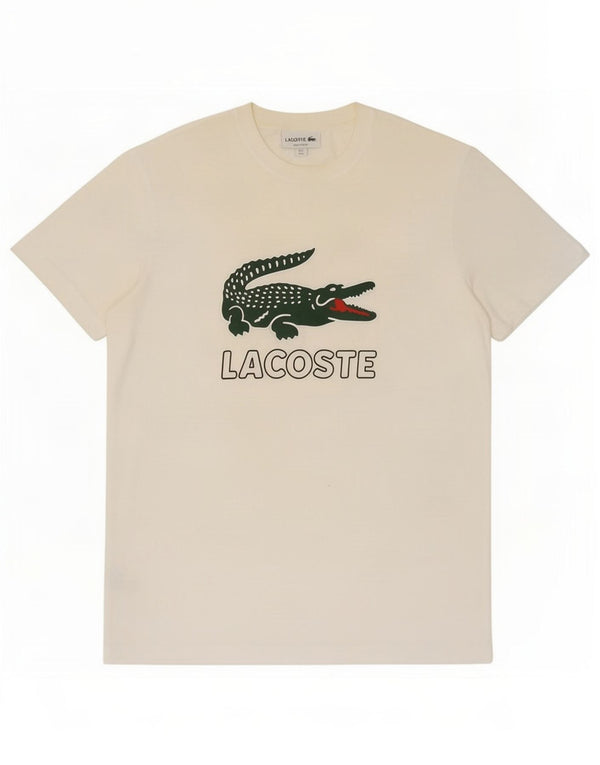 Lacoste Mens Regular Fit Graphic T-Shirt Top Size 5 Large White Cotton