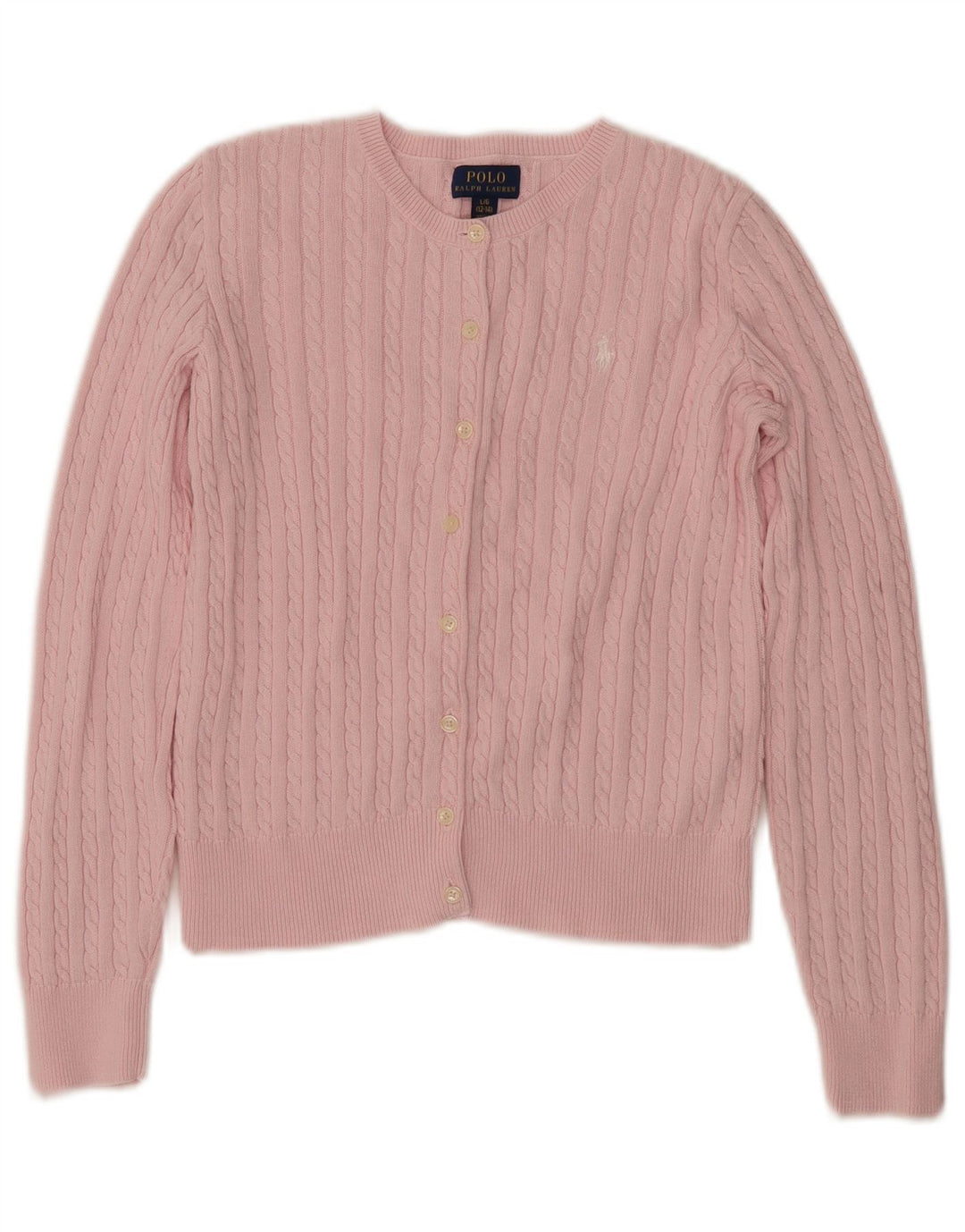 POLO RALPH LAUREN Girls Cardigan Sweater 12-13 Years Large Pink