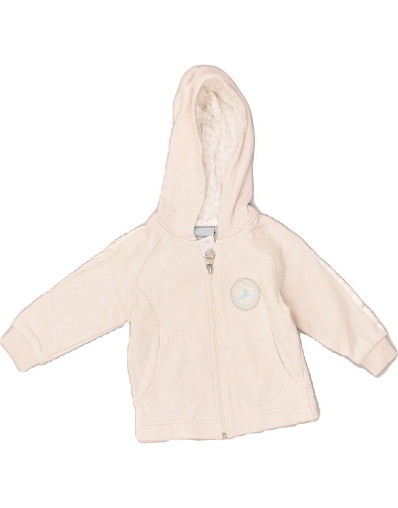 DIADORA Baby Girls Zip Hoodie Sweater 9-12 Months Off White Cotton | Vintage Diadora | Thrift | Second-Hand Diadora | Used Clothing | Messina Hembry 