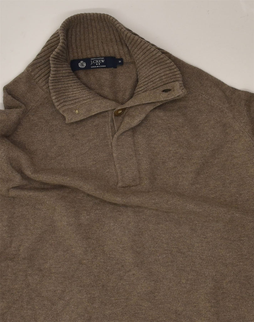 J. CREW Mens Button Neck Jumper Sweater Medium Brown Cotton | Vintage J. Crew | Thrift | Second-Hand J. Crew | Used Clothing | Messina Hembry 