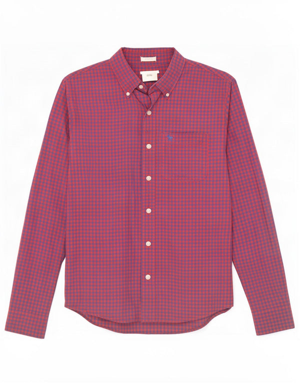 Abercrombie & Fitch Mens Muscle Shirt Small Red Gingham Cotton