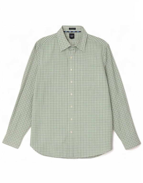 Gap Mens Classic Fit Shirt Size 17 1/2 XL Green Gingham Cotton
