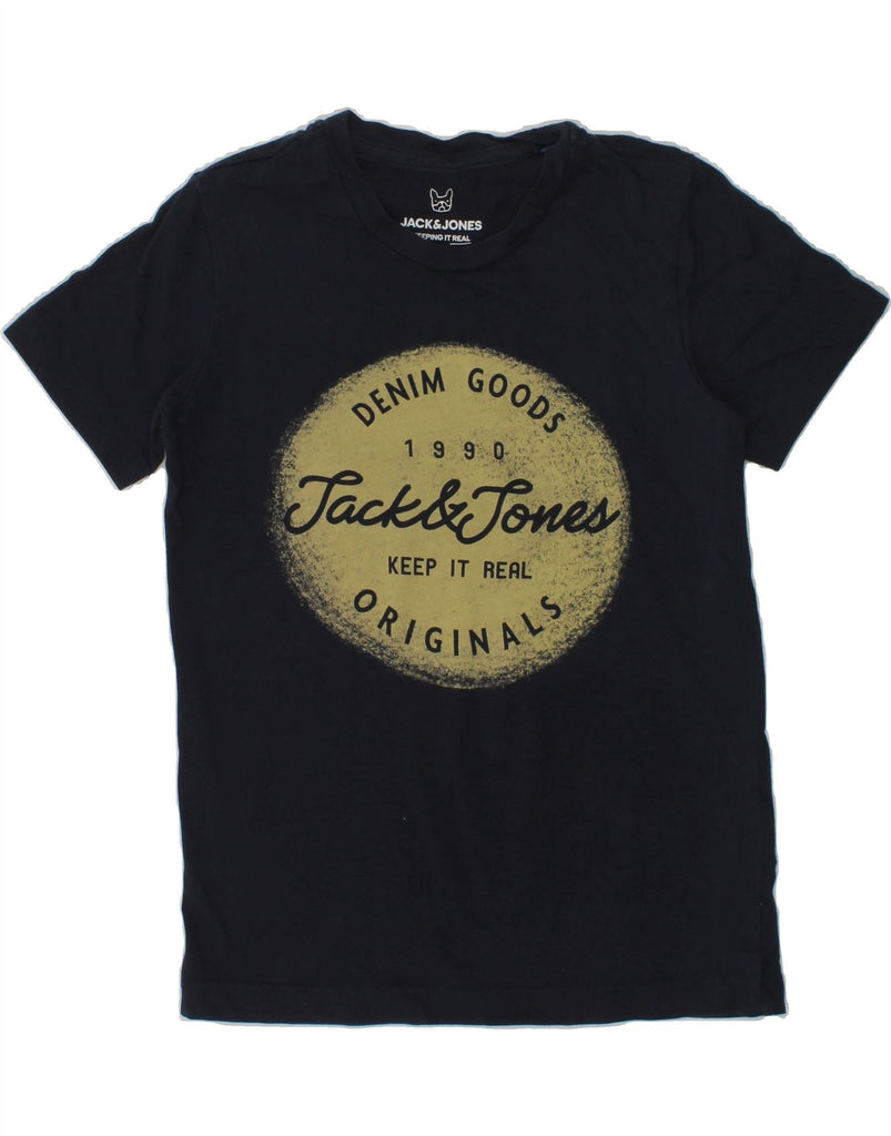 JACK & JONES Boys Graphic T-Shirt Top 7-8 Years Navy Blue Cotton | Vintage Jack & Jones | Thrift | Second-Hand Jack & Jones | Used Clothing | Messina Hembry 