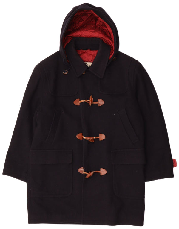 Vintage Mens Hooded Duffle Coat IT 52 XL Navy Blue Wool