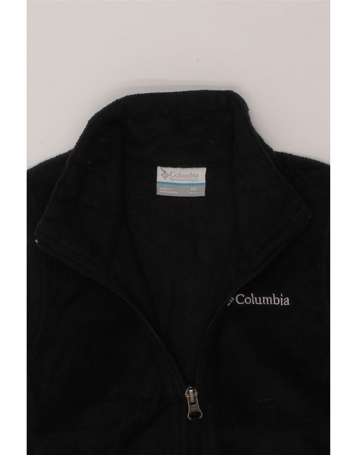 COLUMBIA Boys Fleece Gilet 6-7 Years XS Black Polyester Vintage Columbia and Second-Hand Columbia from Messina Hembry 