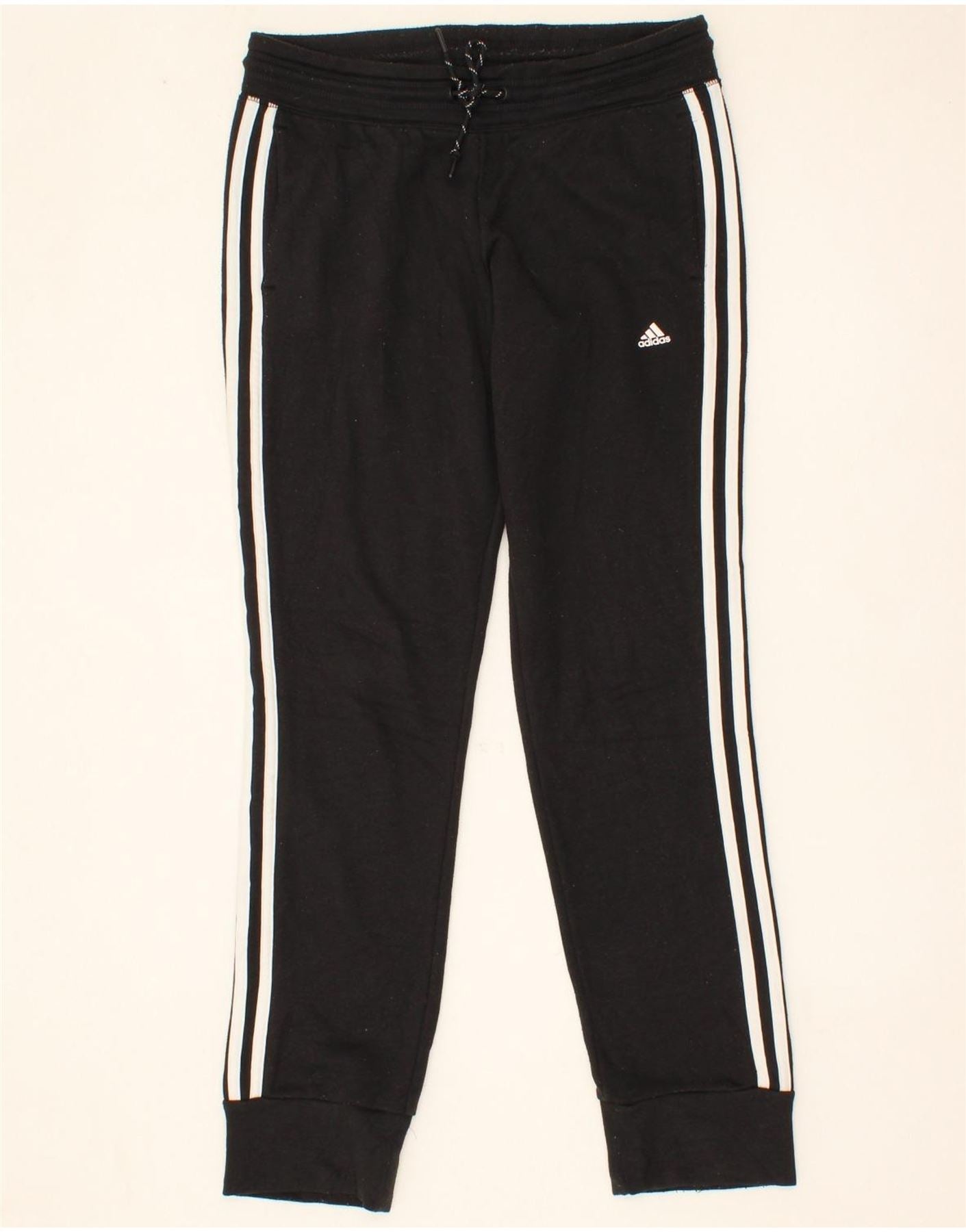 ADIDAS Womens Climalite Tracksuit Trousers Joggers UK 12 14 Medium Black Vintage Second Hand Clothing Online Messina Hembry