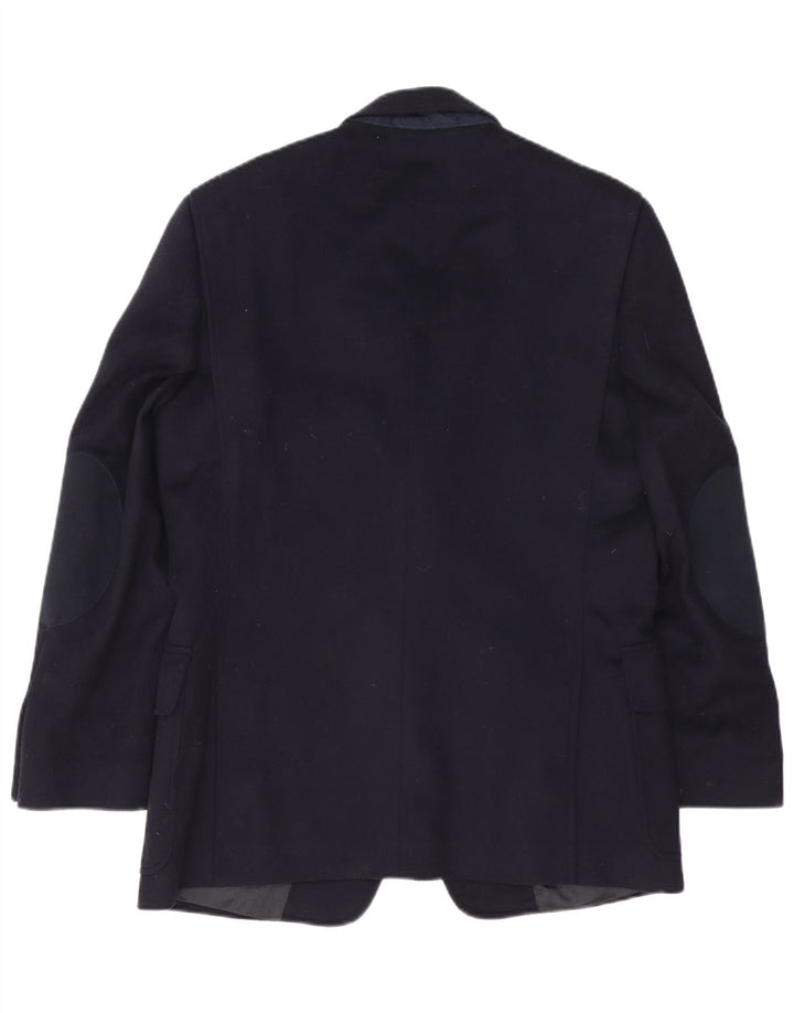 Vintage Mens 2 Button Blazer Jacket IT 48 Medium Navy Blue Virgin Wool