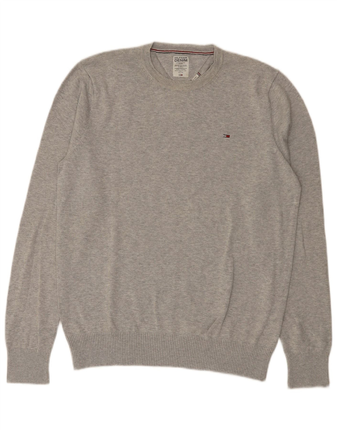 Tommy Hilfiger Mens Crew Neck Jumper Sweater XL Grey Cotton