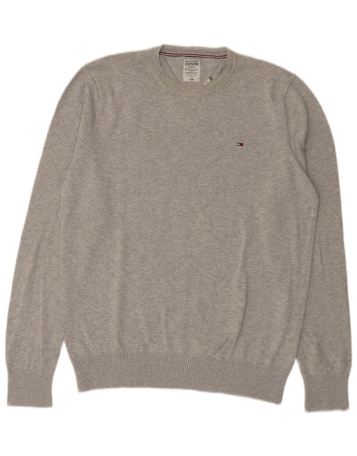 Tommy Hilfiger Mens Crew Neck Jumper Sweater XL Grey Cotton