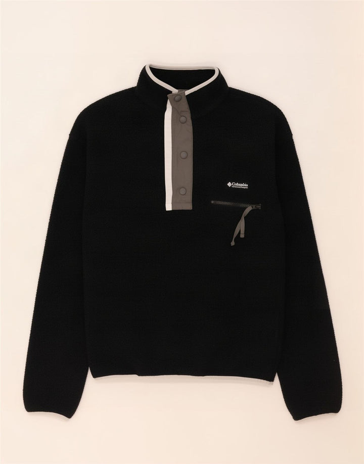 Columbia Mens Button Neck Fleece Jumper 2XS Black Polyester