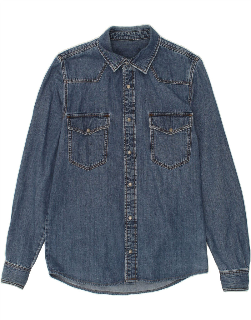 MANGO Mens Denim Shirt XS Blue Cotton | Vintage Mango | Thrift | Second-Hand Mango | Used Clothing | Messina Hembry 