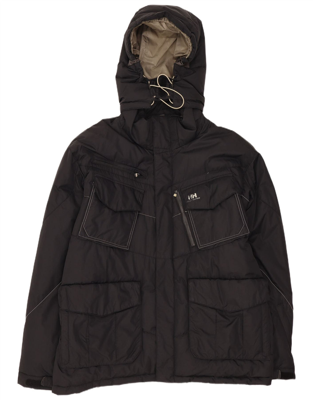 Helly Hansen Mens Hooded Padded Jacket UK 42 XL Black Nylon