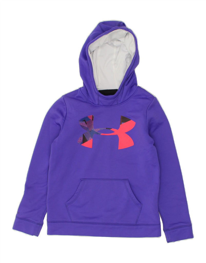 UNDER ARMOUR Girls Cold Gear Graphic Hoodie Jumper 10-11 Years Medium Blue | Vintage Under Armour | Thrift | Second-Hand Under Armour | Used Clothing | Messina Hembry 