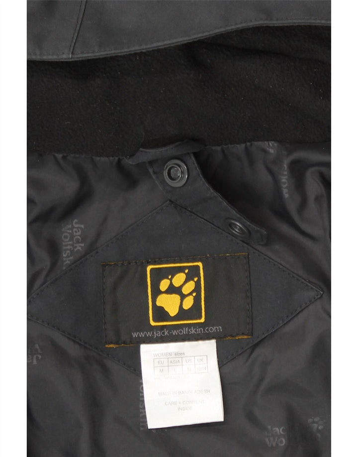 JACK WOLFSKIN Womens Hooded Raincoat UK 12/14 Medium Black Polyester Vintage Jack Wolfskin and Second-Hand Jack Wolfskin from Messina Hembry 