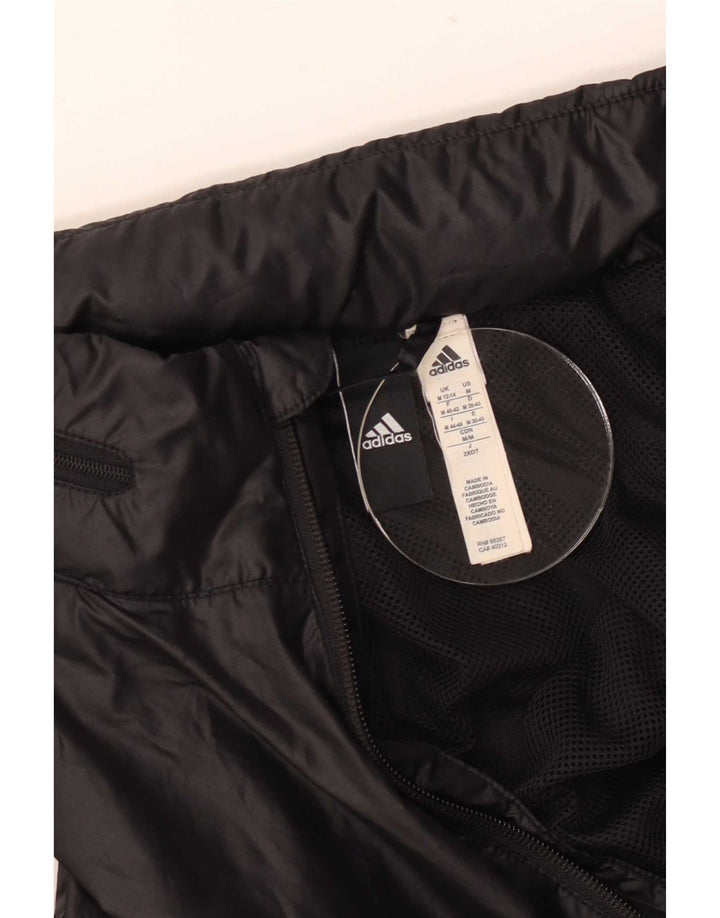 Adidas Womens Graphic Hooded Rain Jacket UK 12/14 Medium Black Polyester
