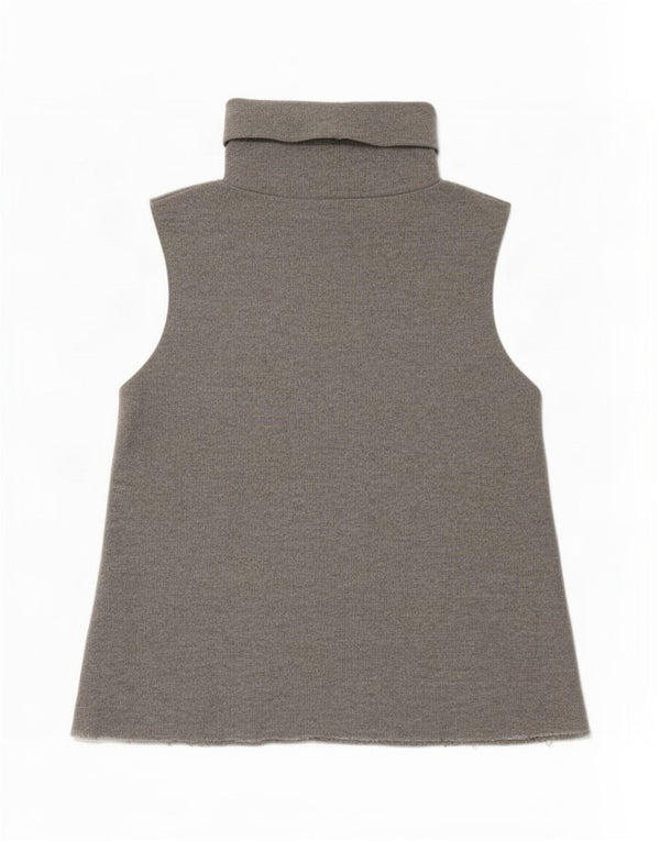 Zara Womens Roll Neck Vest Top UK 10 Small Grey Polyester
