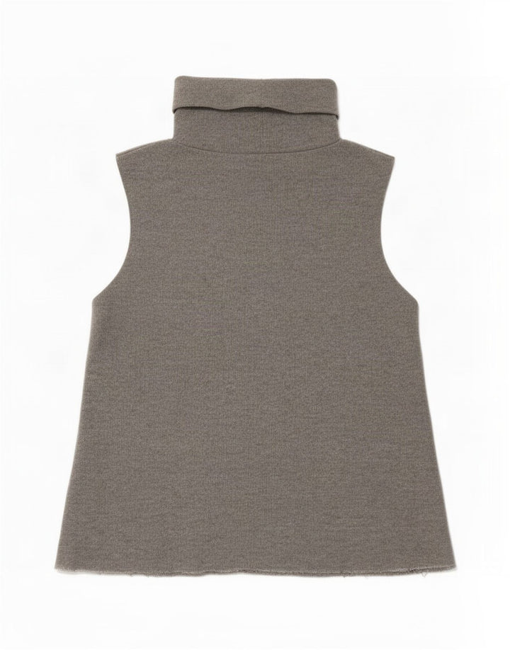 Zara Womens Roll Neck Vest Top UK 10 Small Grey Polyester