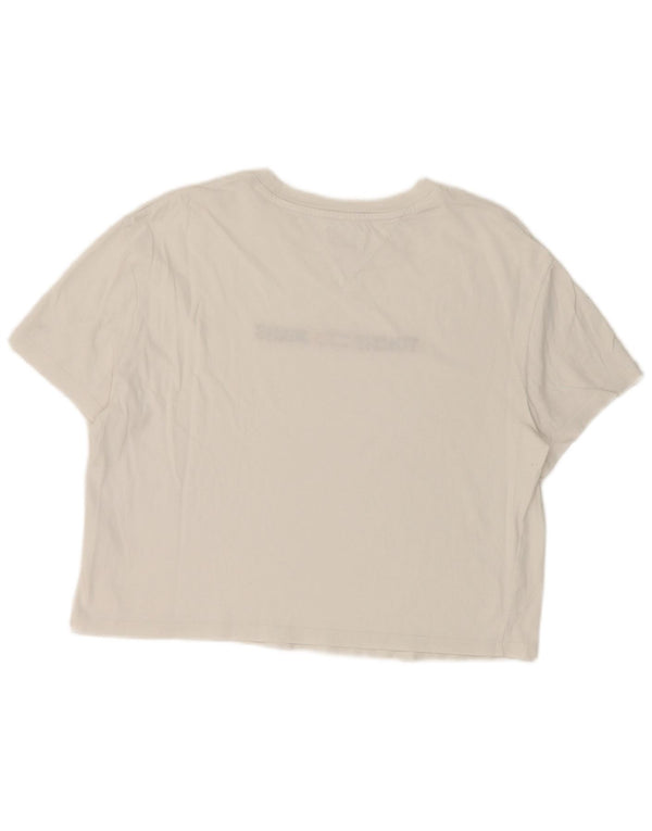 Tommy Hilfiger Womens Crop Graphic T-Shirt Top UK 14 Medium White