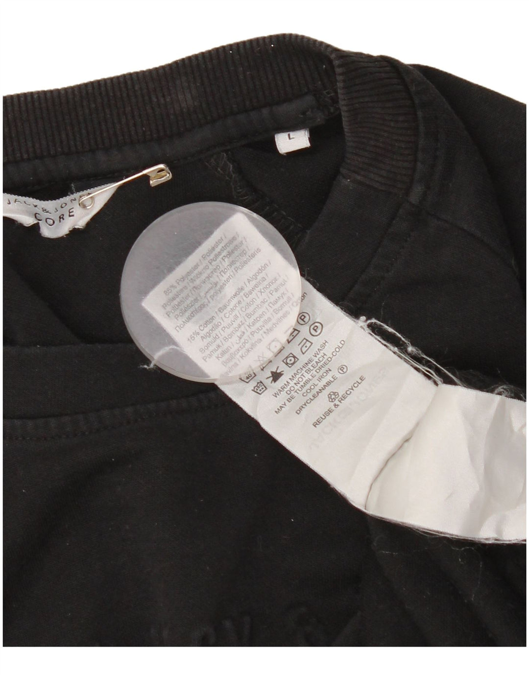 Jack & Jones Mens Sweatshirt Jumper Large Black Polyester