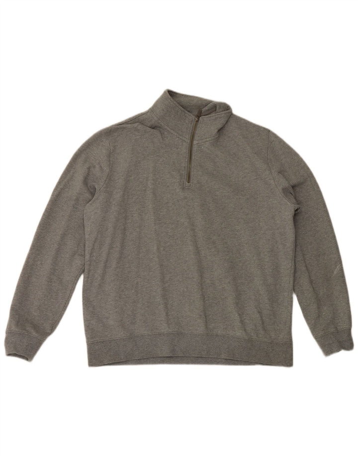 Marks & Spencer Mens Zip Neck Sweatshirt Jumper XL Grey Cotton