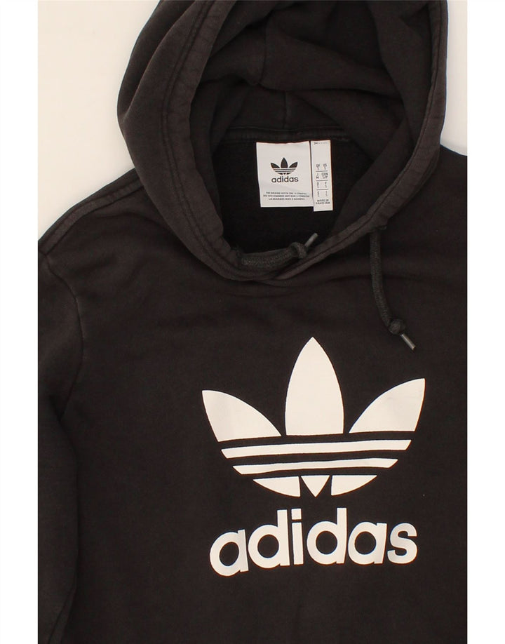 ADIDAS Mens Graphic Hoodie Jumper Small Black Vintage Adidas and Second-Hand Adidas from Messina Hembry 