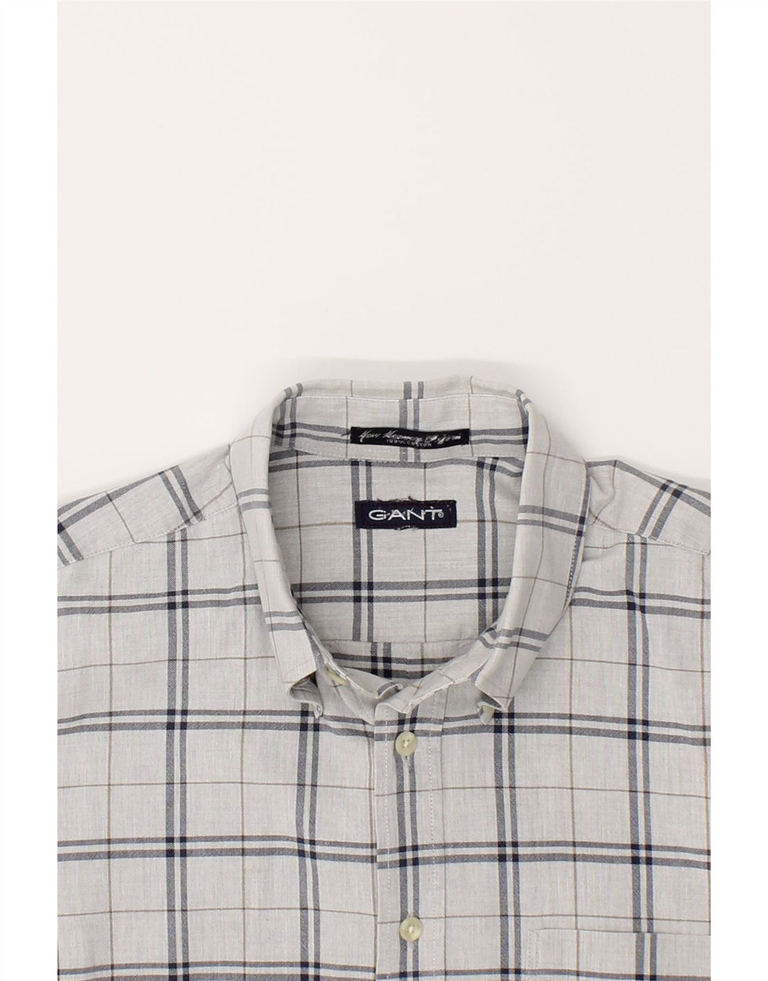 GANT Mens Shirt Medium Grey Check Cotton