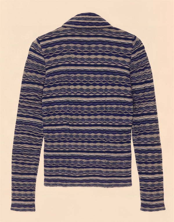 Kangra Womens Cardigan Sweater IT 44 Medium Blue Striped Cotton