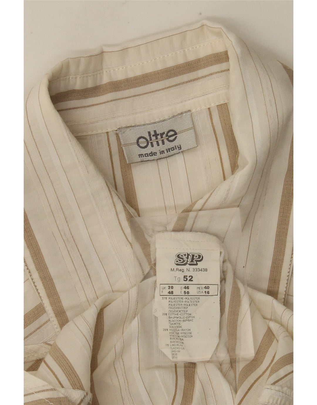 oltre Womens Sleeveless Shirt Blouse UK 20 2XL Off White Chevron Polyester