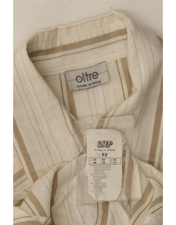 oltre Womens Sleeveless Shirt Blouse UK 20 2XL Off White Chevron Polyester