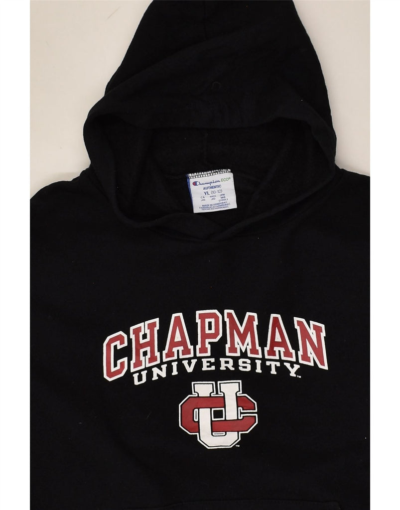 CHAMPION Boys Graphic Hoodie Jumper 10-11 Years Black Cotton | Vintage Champion | Thrift | Second-Hand Champion | Used Clothing | Messina Hembry 