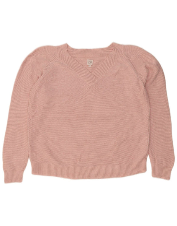 John Lewis Womens V-Neck Jumper Sweater UK 16 Large Pink Cotton