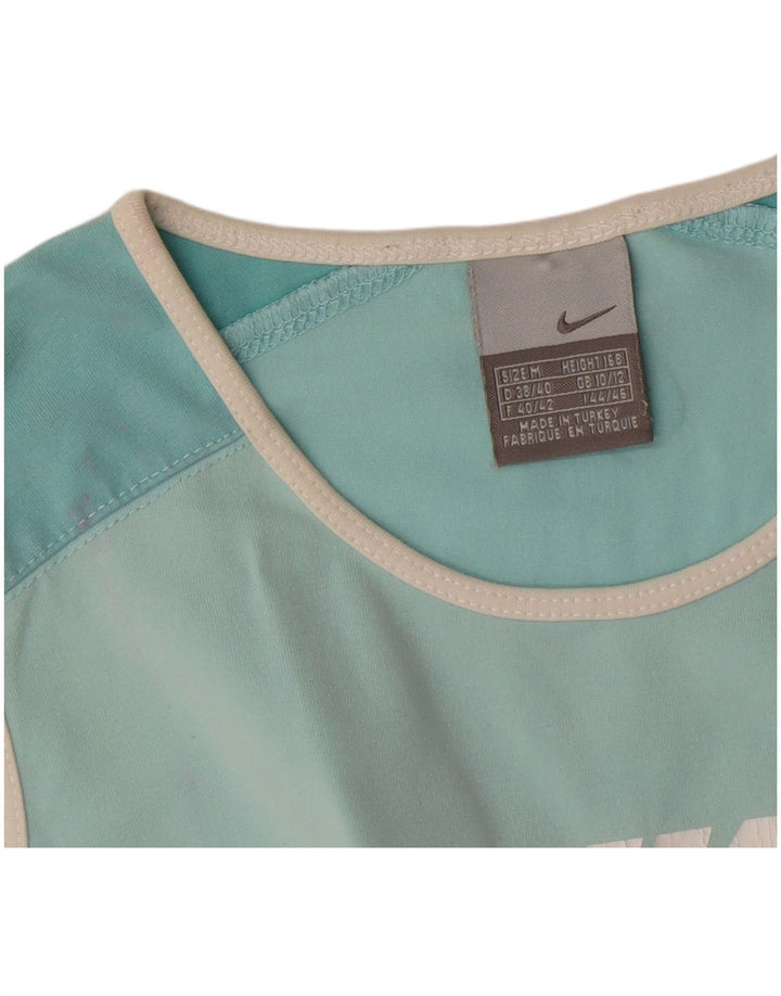 Nike Womens Crop Graphic Vest Top UK 10/12 Medium Turquoise