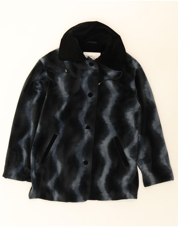 THOMAS MARSHALL Womens Oversized Overcoat UK 10 Small Black Striped Vintage Thomas Marshall and Second-Hand Thomas Marshall from Messina Hembry 