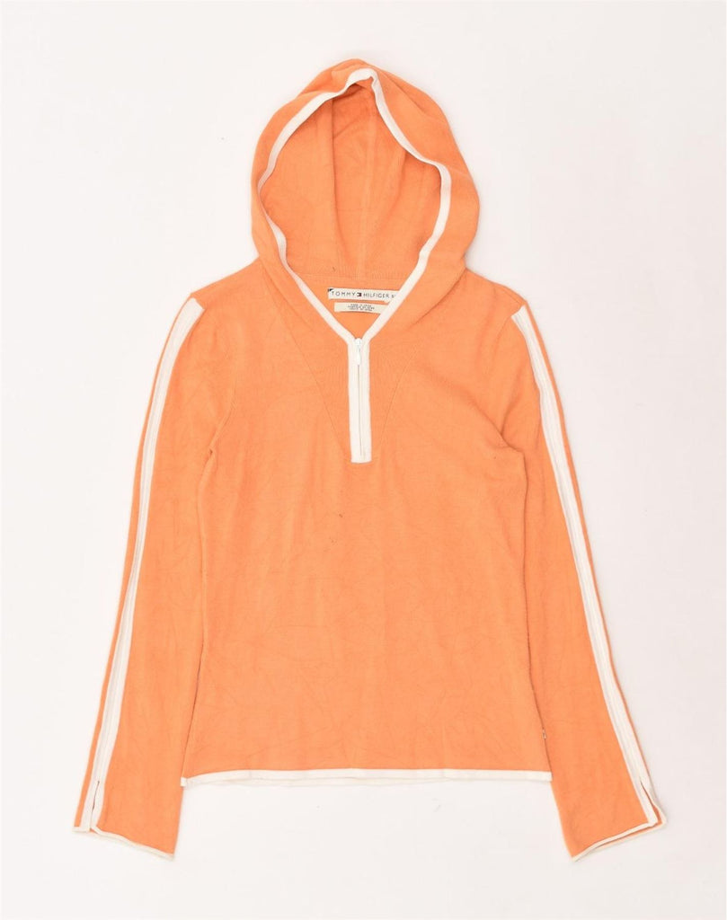 TOMMY HILFIGER Womens Hooded Top Long Sleeve UK 10 Small Orange Rayon | Vintage Tommy Hilfiger | Thrift | Second-Hand Tommy Hilfiger | Used Clothing | Messina Hembry 