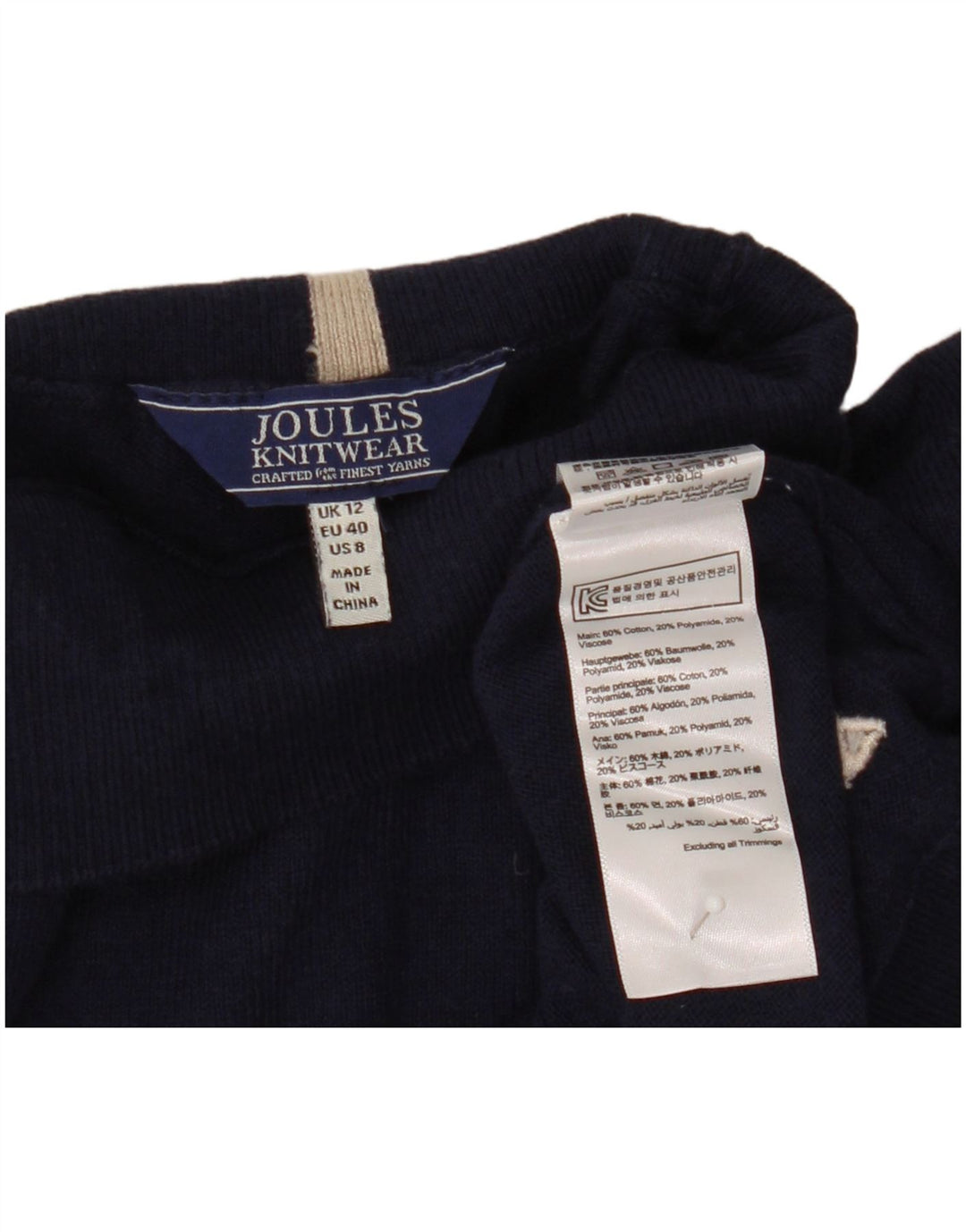 Joules Womens Turtle Neck Jumper Sweater UK 12 Medium Navy Blue Cotton