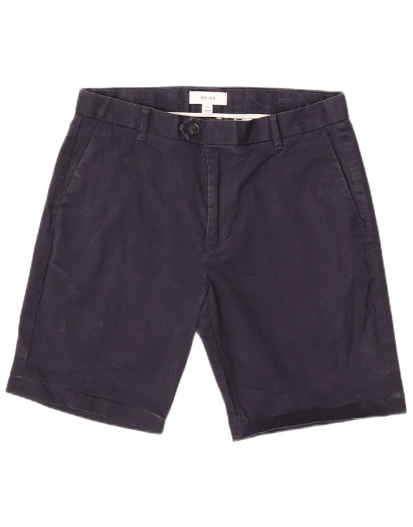Reiss Mens Chino Shorts W32 Medium Navy Blue Cotton