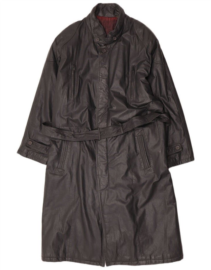 Montes Mens Leather Coat IT 56 3XL Black Leather
