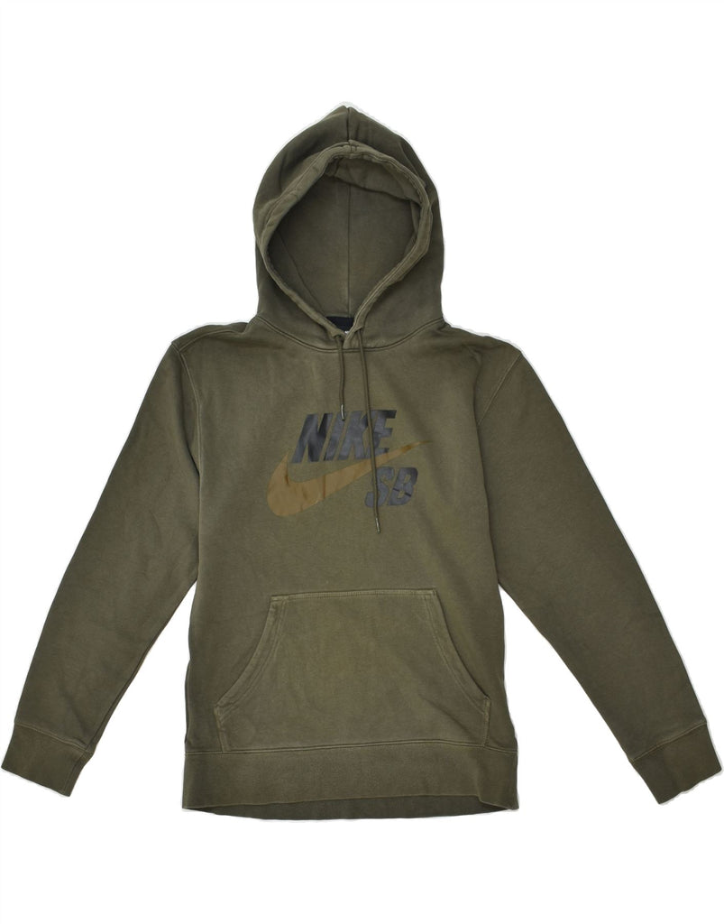 NIKE Mens Graphic Hoodie Jumper XS Khaki Cotton | Vintage Nike | Thrift | Second-Hand Nike | Used Clothing | Messina Hembry 