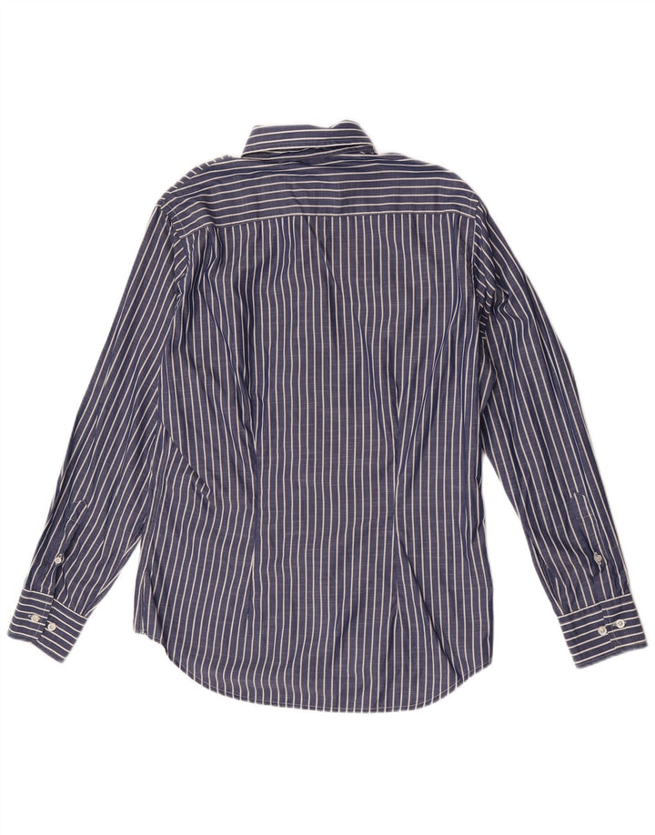Fred Perry Mens Slim Fit Shirt Medium Blue Striped Cotton