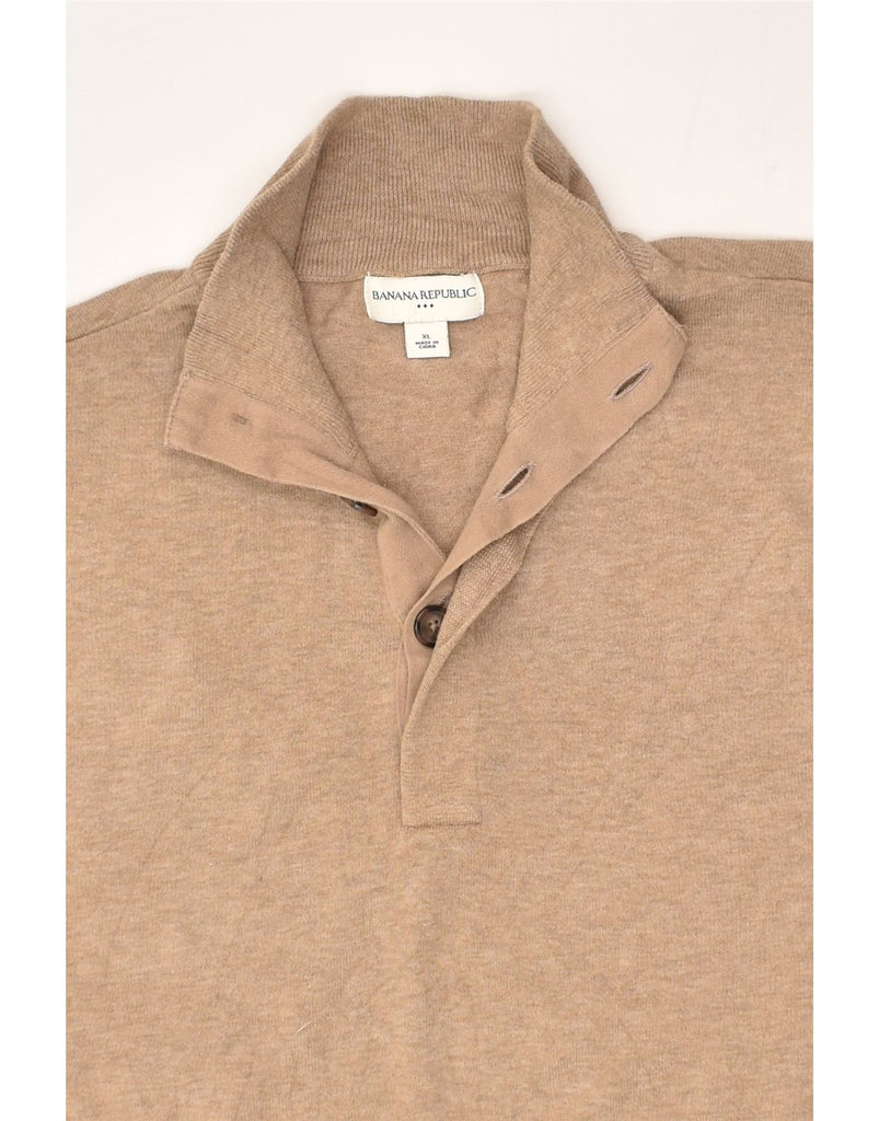 BANANA REPUBLIC Mens Button Neck Jumper Sweater XL Beige Cotton | Vintage Banana Republic | Thrift | Second-Hand Banana Republic | Used Clothing | Messina Hembry 