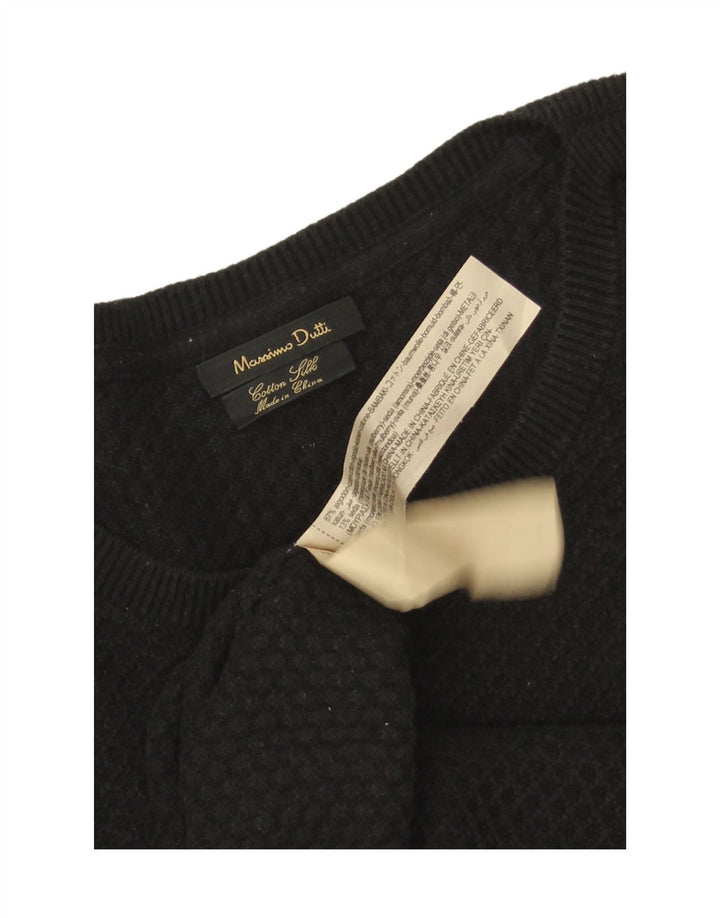 Massimo Dutti Mens Crew Neck Jumper Sweater XL Black Cotton