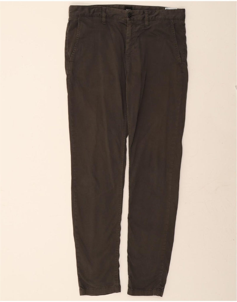 HUGO BOSS Mens Slim Chino Trousers W33 L34 Grey Cotton Vintage Hugo Boss and Second-Hand Hugo Boss from Messina Hembry 