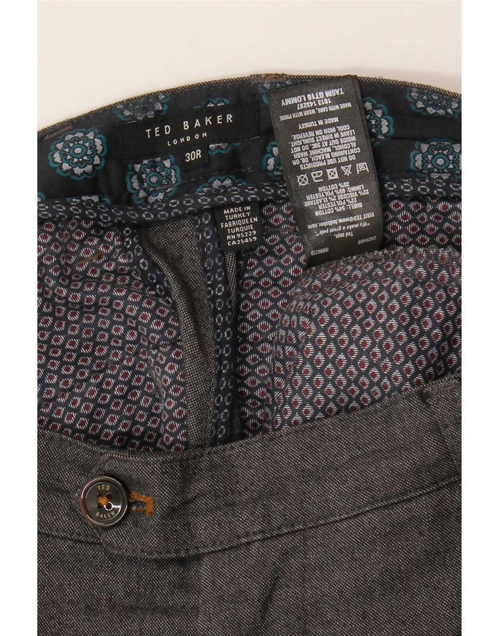 Ted Baker Mens Slim Suit Trousers W30 L32 Grey Flecked Cotton