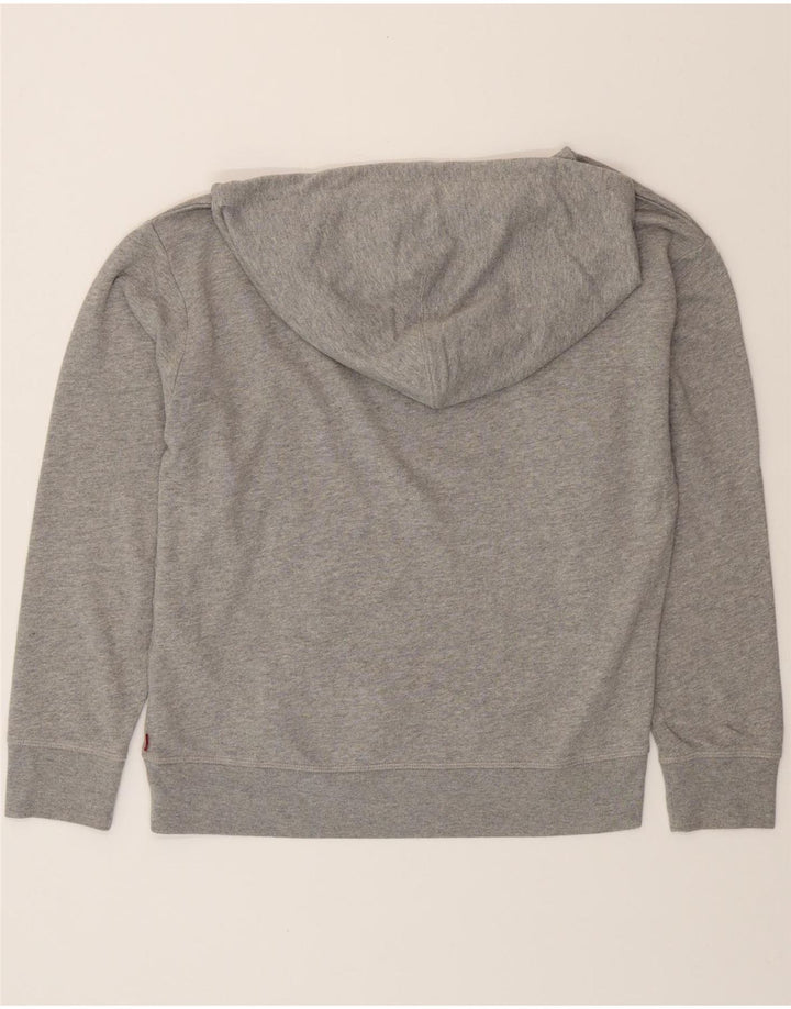 LEVI'S Womens Graphic Hoodie Jumper UK 14 Medium Grey Cotton Vintage Levi's and Second-Hand Levi's from Messina Hembry 