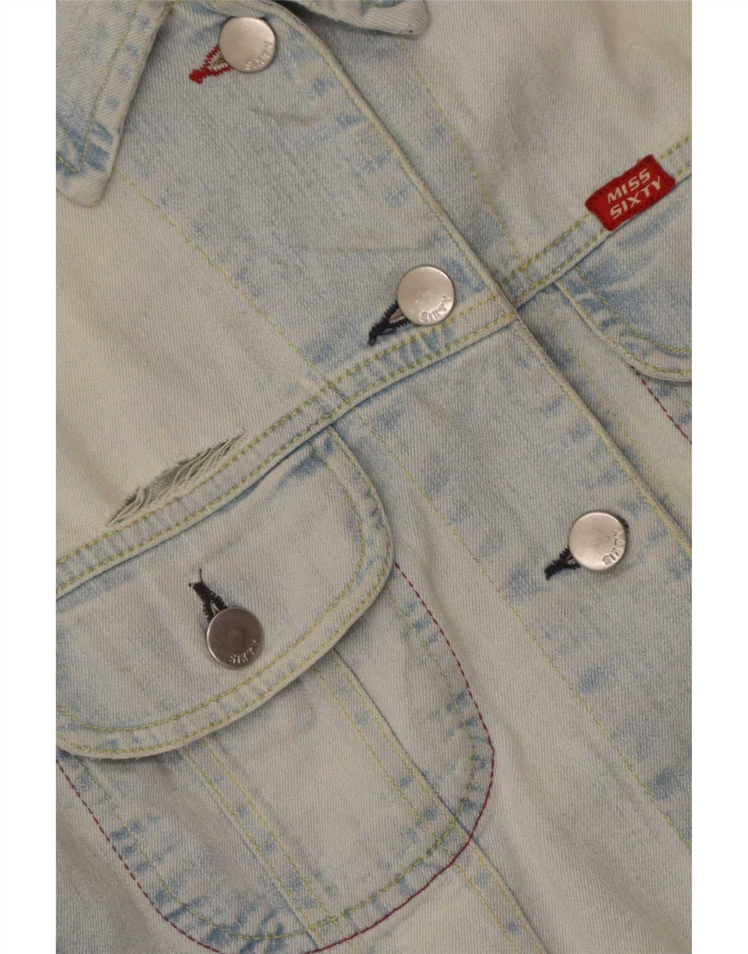 Miss Sixty Womens Crop Denim Jacket UK 14 Large Blue Cotton