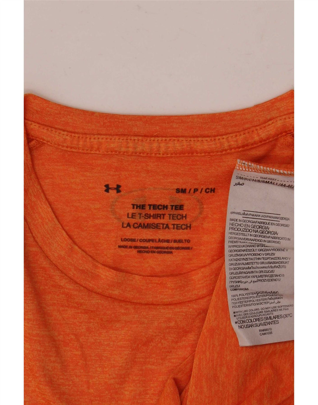 Under Armour Mens The Tech Tee T-Shirt Top Small Orange Polyester