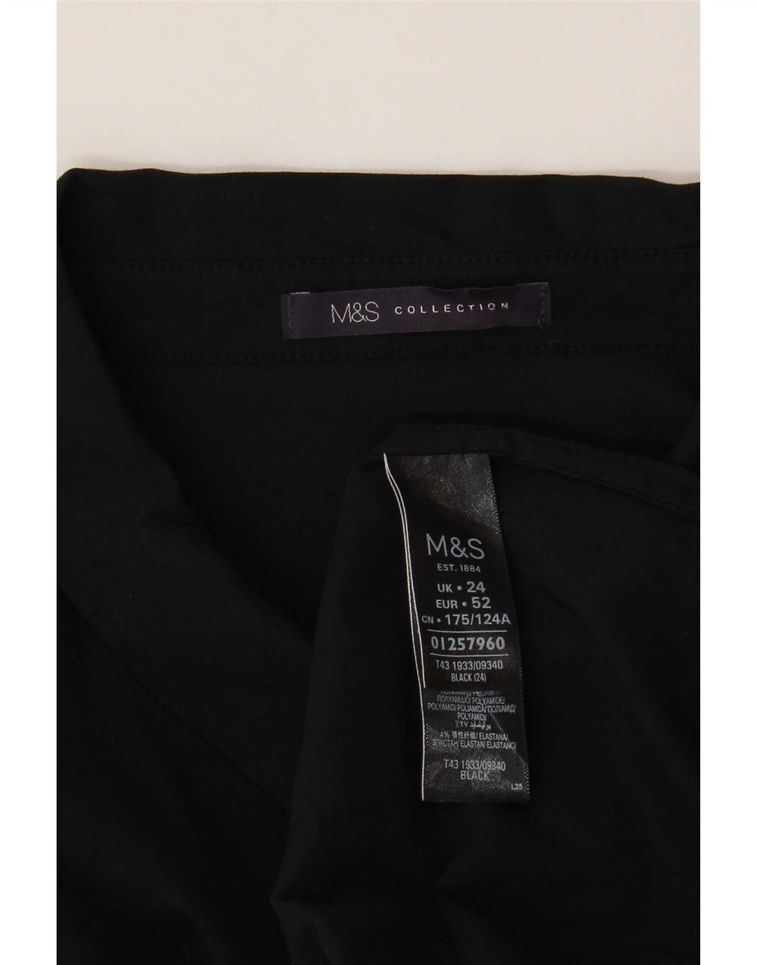 Marks & Spencer Womens Shirt Blouse UK 24 4XL Black Cotton