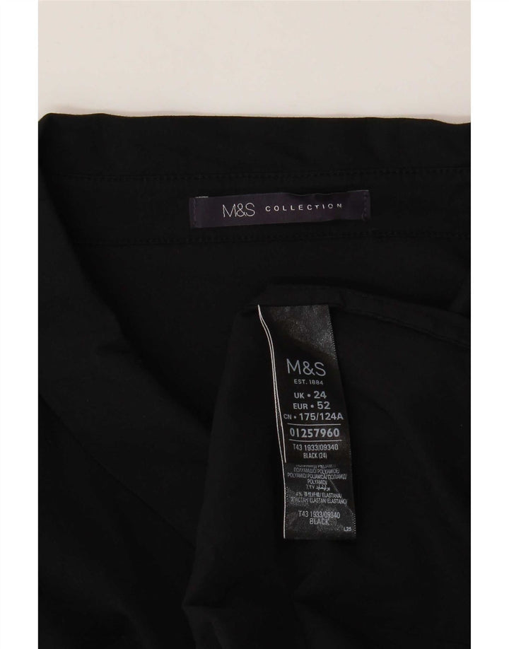 Marks & Spencer Womens Shirt Blouse UK 24 4XL Black Cotton