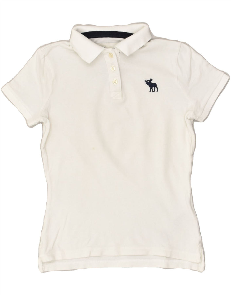 ABERCROMBIE & FITCH Boys Polo Shirt 7-8 Years Medium Off White Cotton | Vintage Abercrombie & Fitch | Thrift | Second-Hand Abercrombie & Fitch | Used Clothing | Messina Hembry 